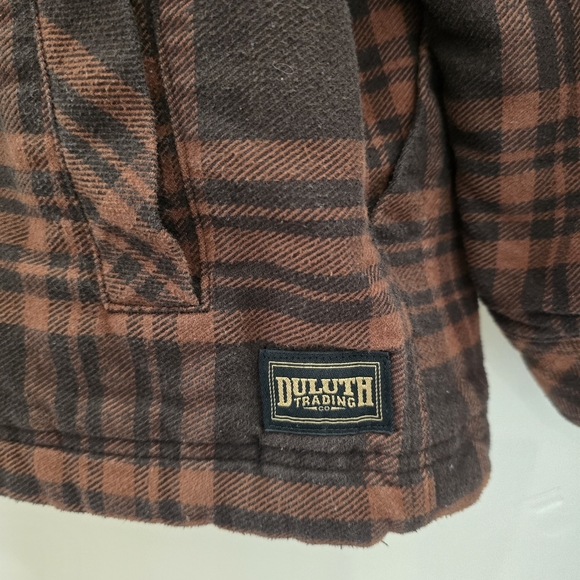 Duluth Trading Men's Folklore Flannel Insulated Shirt Jacket Black Brown XLT - Picture 2 of 8